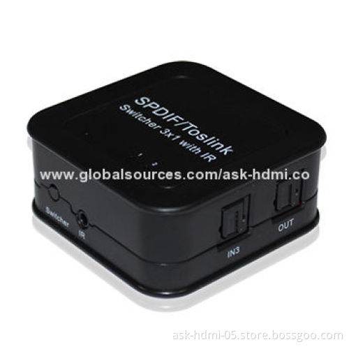 SPDIF/Toslink Switchers, 3 x 1, Supports 5.1 DTS PCM, Easy to Install